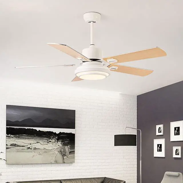 Alt view image 3 of 7 - Wood Mute Ceiling Fan with Lights 48 Inch with Remote Ceiling Fan Light LED 3 Color Dimmable Living Room Ceiling Fan Modern Indoor Flush Mount Fan Light Outdoor Ceiling Fans for Patios