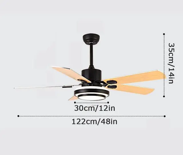 Alt view image 6 of 6 - Wood Mute Ceiling Fan with Lights 48 Inch with Remote Ceiling Fan Light LED 3 Color Dimmable Living Room Ceiling Fan Modern Indoor Flush Mount Fan Light Outdoor Ceiling Fans for Patios