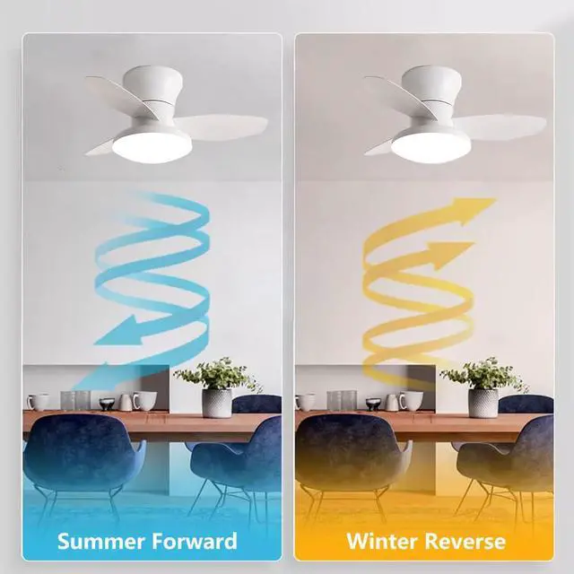 Alt view image 5 of 7 - Small Modern Ceiling Fans with Lights 23.5 inch Flush Mount Ceiling Fan with Light and Remote 6 Speed 3 Color Reversible Smart Ceiling Fans for Bedroom, Living Room, Kids Room