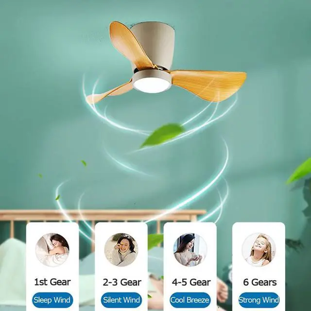 Alt view image 3 of 7 - Simple 23.6 Inch Ceiling Fan with Lights Flush Mount Bedroom Ceiling Fan Small Ceiling Fans with Lights and Remote LED 3-Blade Low Profile Fan Light Outdoor Ceiling Fans for Patios