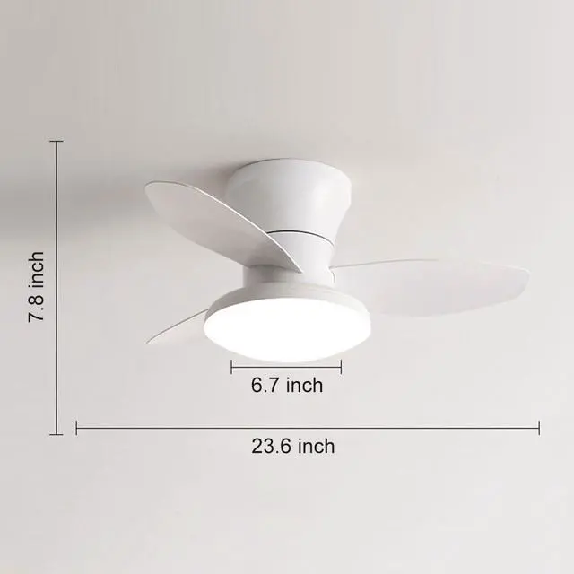 Alt view image 7 of 7 - Small Modern Ceiling Fans with Lights 23.5 inch Flush Mount Ceiling Fan with Light and Remote 6 Speed 3 Color Reversible Smart Ceiling Fans for Bedroom, Living Room, Kids Room