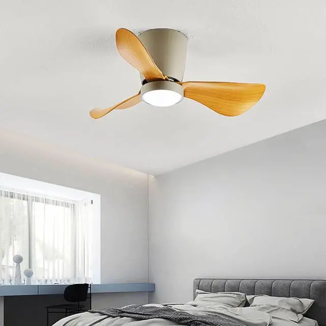 Alt view image 2 of 7 - Simple 23.6 Inch Ceiling Fan with Lights Flush Mount Bedroom Ceiling Fan Small Ceiling Fans with Lights and Remote LED 3-Blade Low Profile Fan Light Outdoor Ceiling Fans for Patios