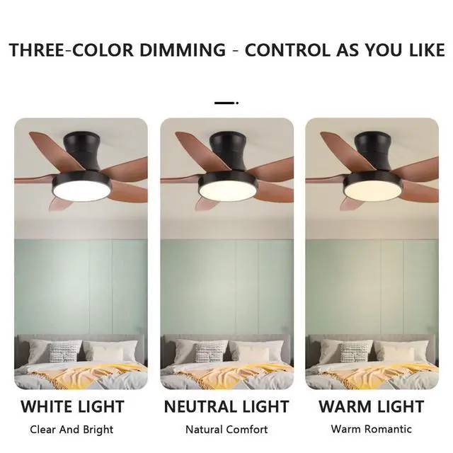 Alt view image 4 of 7 - Modern Simple Ceiling Fan with Lights 5-Blade LED Dimmable Remote Ceiling Fan 46 Inch Kitchen Ceiling Fan with Lights Farmhouse Ceiling-Mounted Smart Ceiling Fan