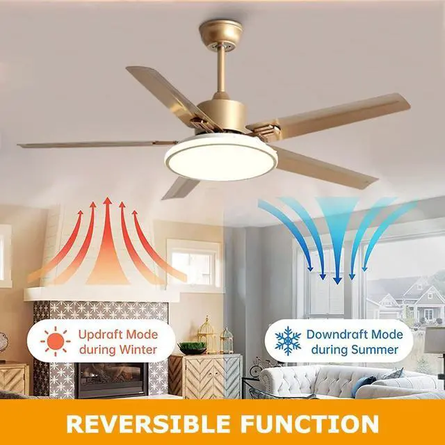 Alt view image 3 of 7 - 42 Inch Ceiling Fan with Lights and Remote Modern Stainless Steel Bedroom Ceiling Fan Simple 6 Speed 3 Color Dimmable Fan Light Outdoor Ceiling Fans for Patios with Light
