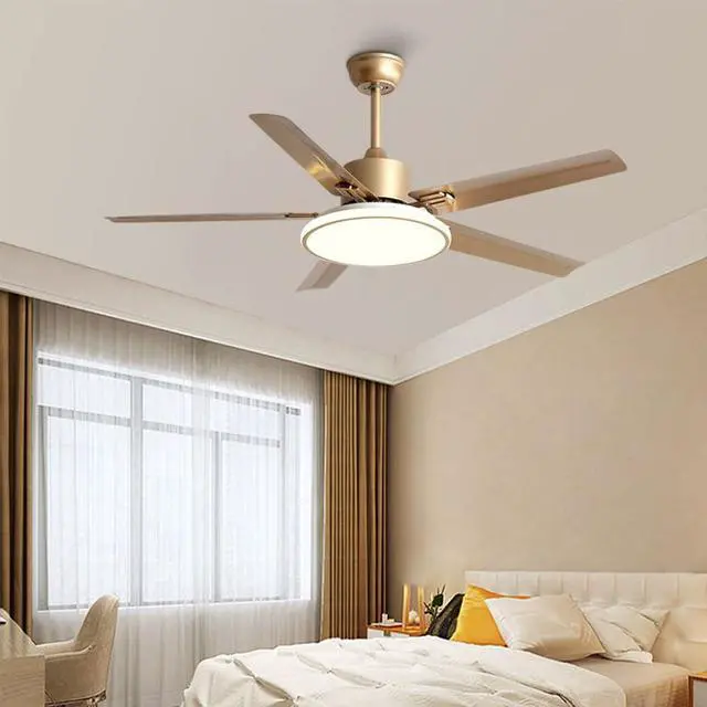 Alt view image 6 of 7 - 42 Inch Ceiling Fan with Lights and Remote Modern Stainless Steel Bedroom Ceiling Fan Simple 6 Speed 3 Color Dimmable Fan Light Outdoor Ceiling Fans for Patios with Light