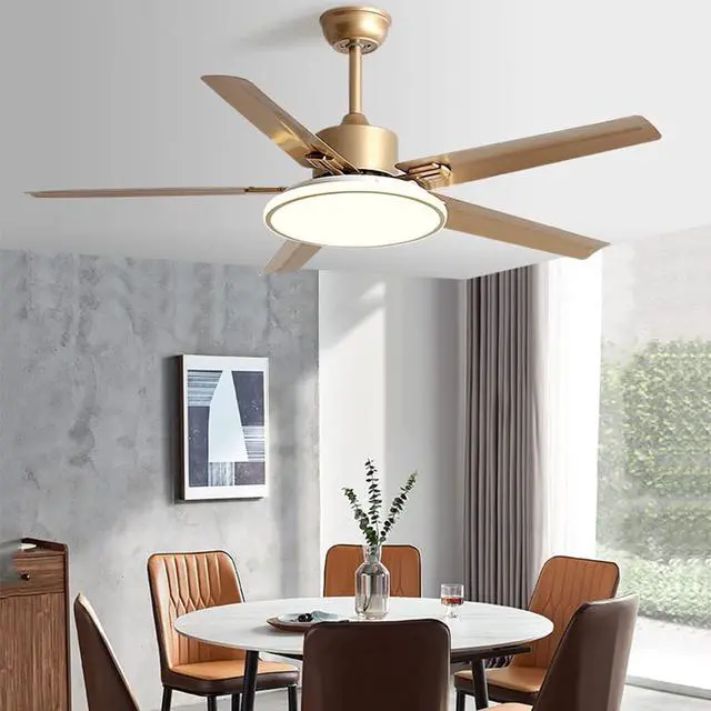 Alt view image 4 of 7 - 42 Inch Ceiling Fan with Lights and Remote Modern Stainless Steel Bedroom Ceiling Fan Simple 6 Speed 3 Color Dimmable Fan Light Outdoor Ceiling Fans for Patios with Light