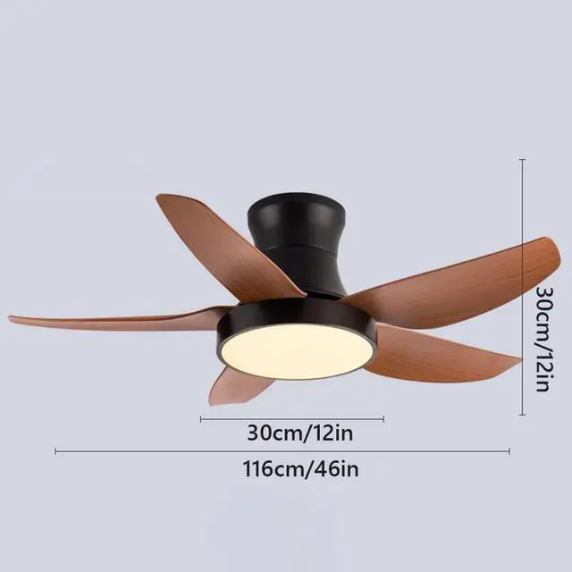 Alt view image 7 of 7 - Modern Simple Ceiling Fan with Lights 5-Blade LED Dimmable Remote Ceiling Fan 46 Inch Kitchen Ceiling Fan with Lights Farmhouse Ceiling-Mounted Smart Ceiling Fan