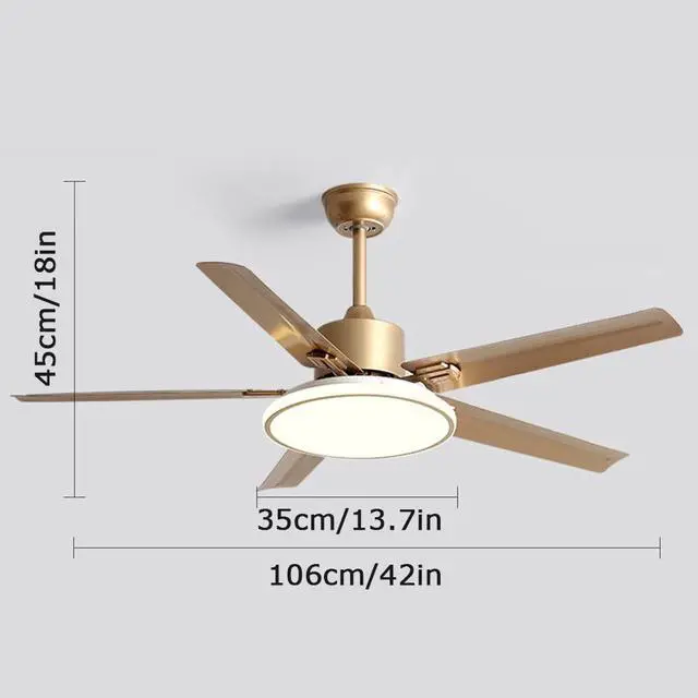 Alt view image 7 of 7 - 42 Inch Ceiling Fan with Lights and Remote Modern Stainless Steel Bedroom Ceiling Fan Simple 6 Speed 3 Color Dimmable Fan Light Outdoor Ceiling Fans for Patios with Light