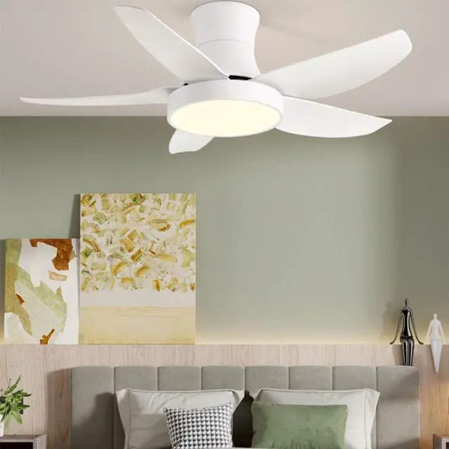 Alt view image 2 of 5 - Modern Simple Ceiling Fan with Lights 5-Blade LED Dimmable Remote Ceiling Fan 46 Inch Kitchen Ceiling Fan with Lights Farmhouse Ceiling-Mounted Smart Ceiling Fan
