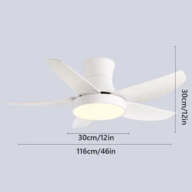 Alt view image 5 of 5 - Modern Simple Ceiling Fan with Lights 5-Blade LED Dimmable Remote Ceiling Fan 46 Inch Kitchen Ceiling Fan with Lights Farmhouse Ceiling-Mounted Smart Ceiling Fan
