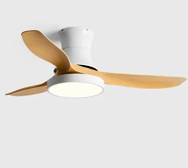 Main image of Ceiling Fan with Lights and Remote, 42 inch Imitation Wood Ceiling Fans, 6 Speeds DC Reversible, 3CCT Dimmable, Mute Low Profile Ceiling Fan for Bedroom, Living Room(White)
