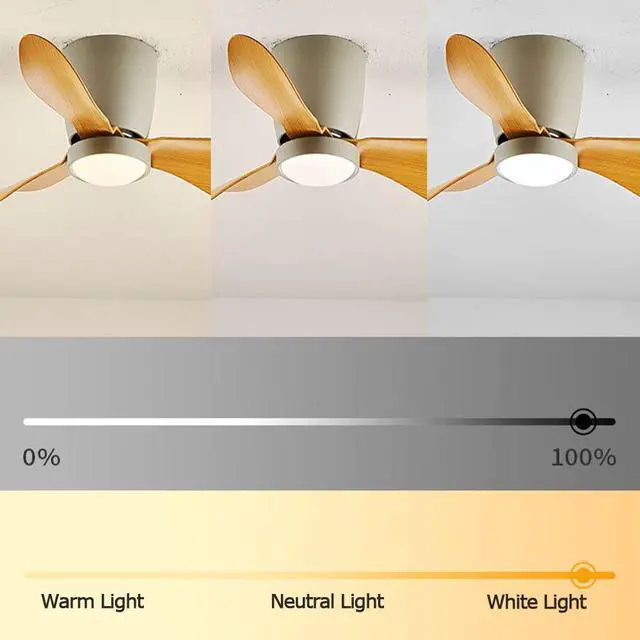 Alt view image 4 of 7 - Simple 23.6 Inch Ceiling Fan with Lights Flush Mount Bedroom Ceiling Fan Small Ceiling Fans with Lights and Remote LED 3-Blade Low Profile Fan Light Outdoor Ceiling Fans for Patios