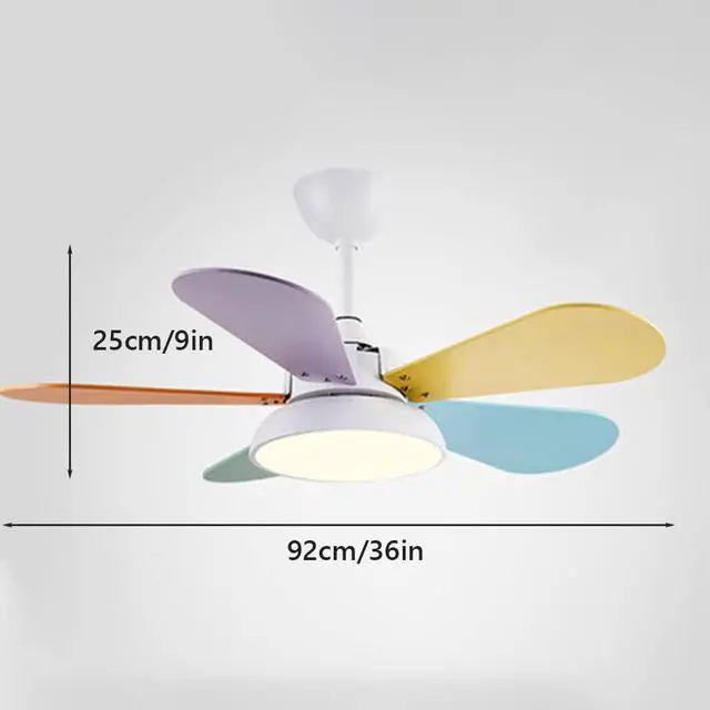 Alt view image 6 of 6 - Modern Simple Ceiling Fan with Lights Colored Fan Leaves Ceiling Fans with Lights and Remote Dimmable Mute Kitchen Ceiling Fan with Lights 36 Inch Living Room Ceiling Fan