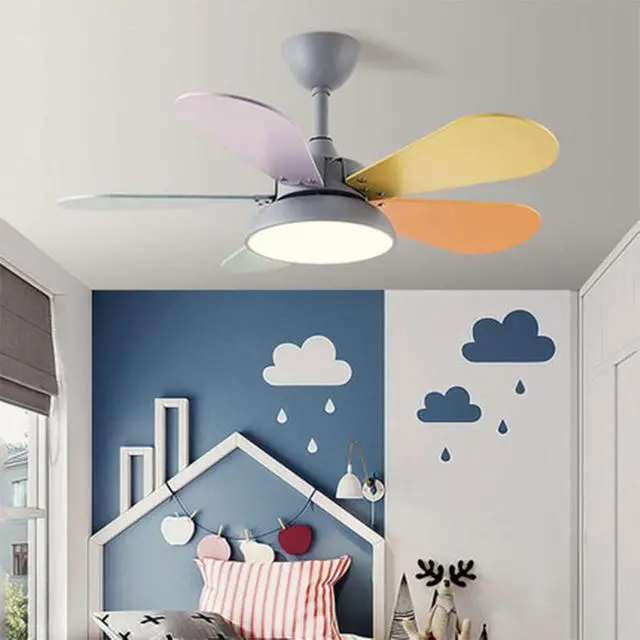 Alt view image 2 of 7 - Modern Simple Ceiling Fan with Lights Colored Fan Leaves Ceiling Fans with Lights and Remote Dimmable Mute Kitchen Ceiling Fan with Lights 36 Inch Living Room Ceiling Fan