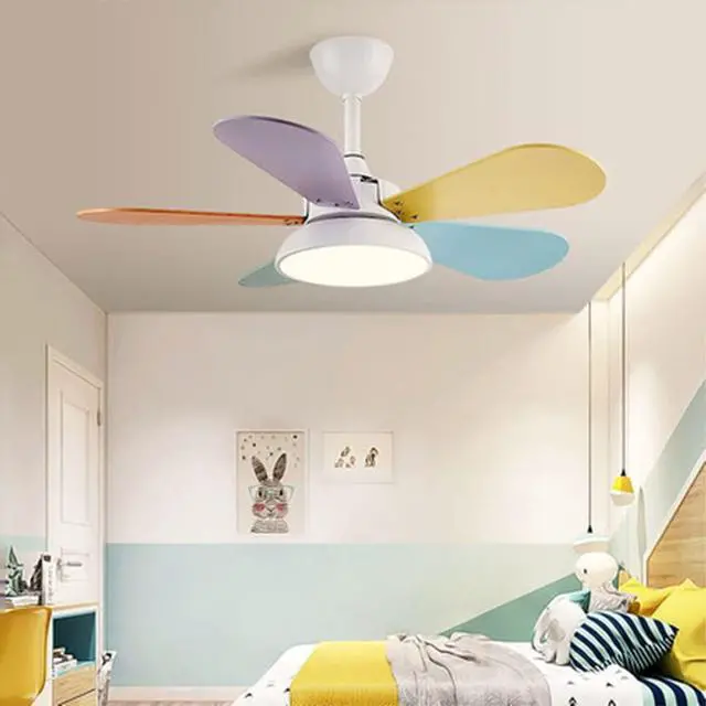 Alt view image 2 of 6 - Modern Simple Ceiling Fan with Lights Colored Fan Leaves Ceiling Fans with Lights and Remote Dimmable Mute Kitchen Ceiling Fan with Lights 36 Inch Living Room Ceiling Fan