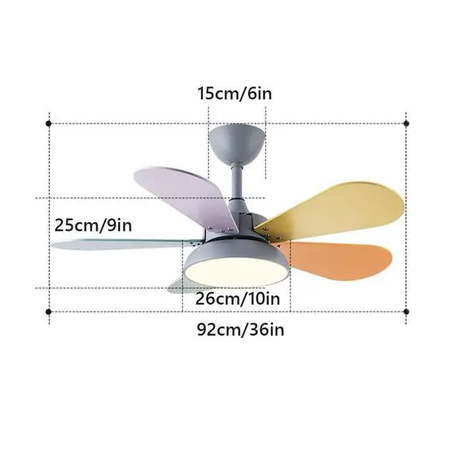Alt view image 7 of 7 - Modern Simple Ceiling Fan with Lights Colored Fan Leaves Ceiling Fans with Lights and Remote Dimmable Mute Kitchen Ceiling Fan with Lights 36 Inch Living Room Ceiling Fan