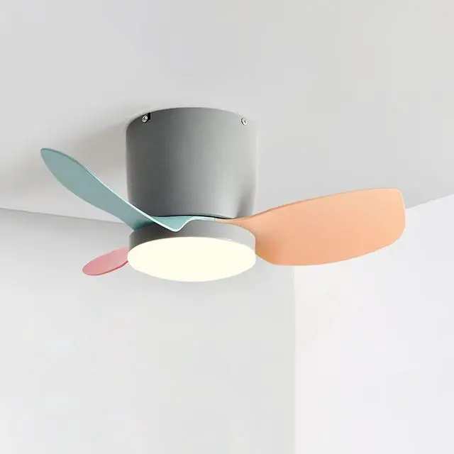 Main image of Modern Simple Ceiling Fan with Lights 24 Inch Ceiling Fan with Lights and Remote Small LED Kids Room Ceiling Fan Light Color Flush Mount Ceiling Fan with Lights