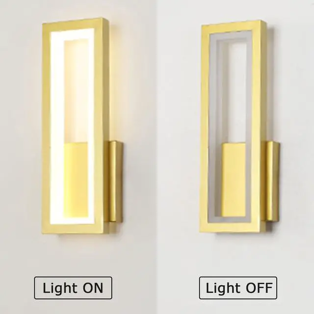 Alt view image 4 of 6 - Indoor LED Wall Light Dimmable 16W Gold Modern Simple Rectangle Wall Lamp Aluminum & Acryli Decorative Wall Lighting for Bedroom Bedside Living Room Stairs Corridor