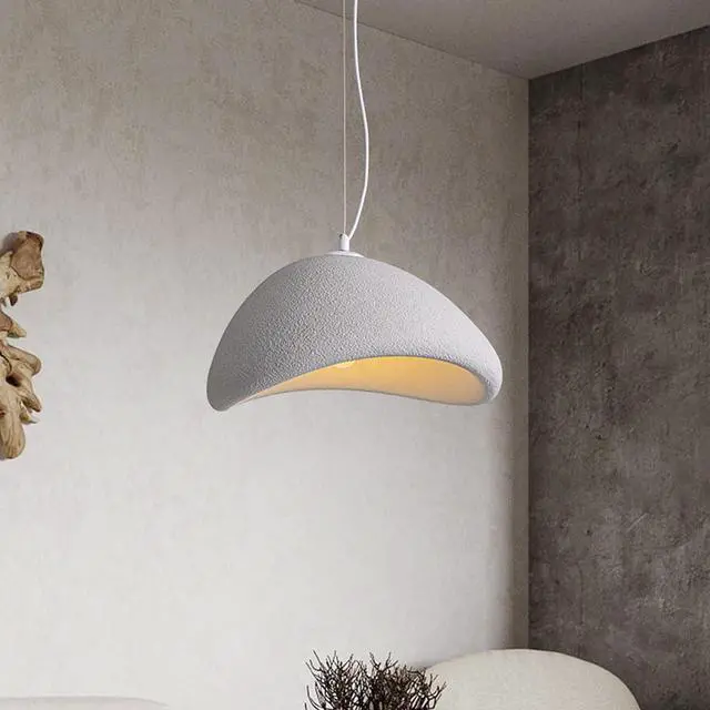 Alt view image 4 of 7 - 1 Light Modern Pendant Lights Simple Japanese Style Bird's Nest Pendant Light Fixture with 59 inch Adjustable Hanging Wire E26 Indoor Ceiling Pendant lamp for Living Room Bedroom Kitchen