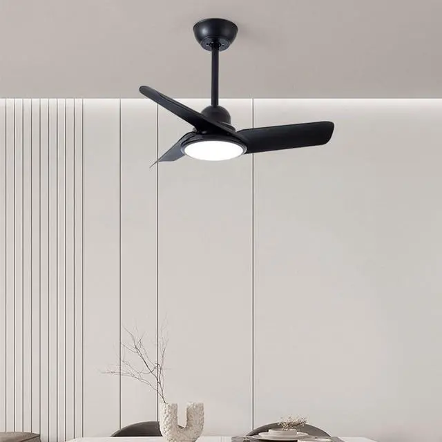 Alt view image 2 of 7 - Small Modern Ceiling Fan with Lights 24 inch Kids Room Ceiling Fan with Lights and Remote Reversible Silent Indoor Ceiling Fans for Bedroom Kitchen Living Room