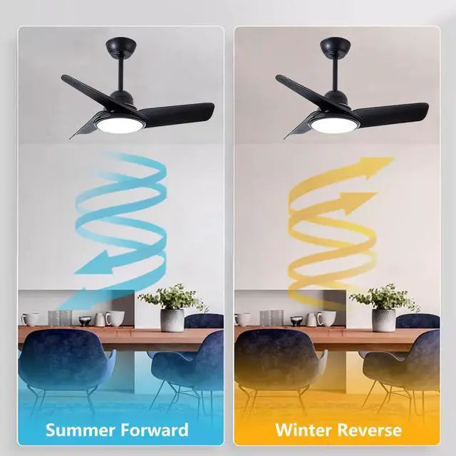 Alt view image 3 of 7 - Small Modern Ceiling Fan with Lights 24 inch Kids Room Ceiling Fan with Lights and Remote Reversible Silent Indoor Ceiling Fans for Bedroom Kitchen Living Room