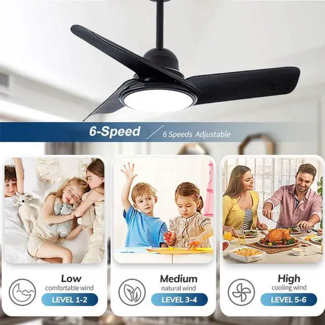 Alt view image 4 of 7 - Small Modern Ceiling Fan with Lights 24 inch Kids Room Ceiling Fan with Lights and Remote Reversible Silent Indoor Ceiling Fans for Bedroom Kitchen Living Room