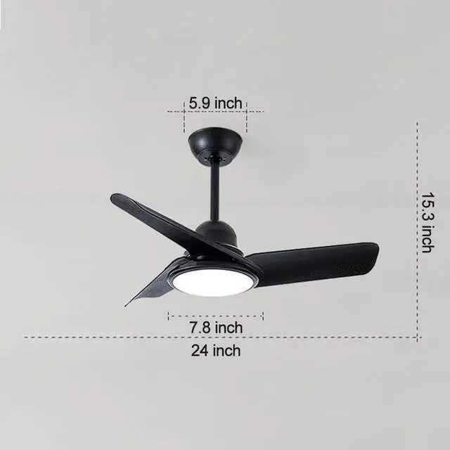 Alt view image 7 of 7 - Small Modern Ceiling Fan with Lights 24 inch Kids Room Ceiling Fan with Lights and Remote Reversible Silent Indoor Ceiling Fans for Bedroom Kitchen Living Room