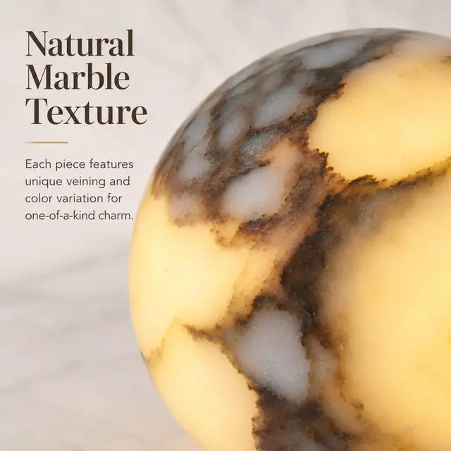 Alt view image 7 of 7 - 4.7 inch Marble Wall Light, Globe Natural Alabaster Wall Sconce, Modern 1-Light Wall Sconce for Bedroom, Living Room, Dining Room, Hallway, Pearl Black