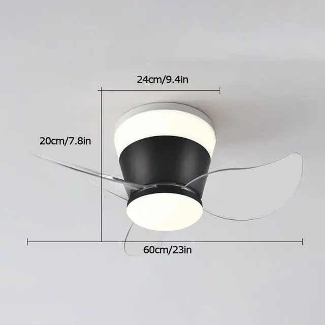 Alt view image 5 of 5 - Modern Flush Mount Ceiling Fan With Lights 23 Inch Ceiling Fans With Lights And Remote LED Mute Low Profile Ceiling Fan With Light Outdoor Ceiling Fans For Patios With Light