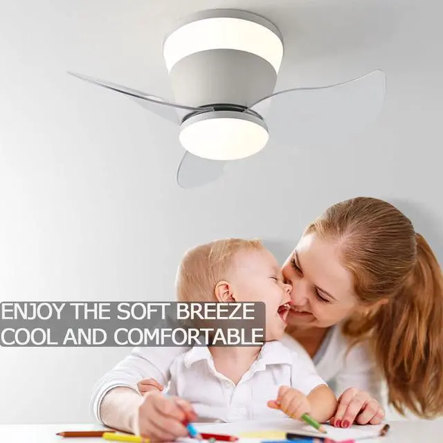 Alt view image 4 of 7 - Modern Flush Mount Ceiling Fan with Lights 23 Inch Ceiling Fans with Lights and Remote LED Mute Low Profile Ceiling Fan with Light Outdoor Ceiling Fans for Patios with Light