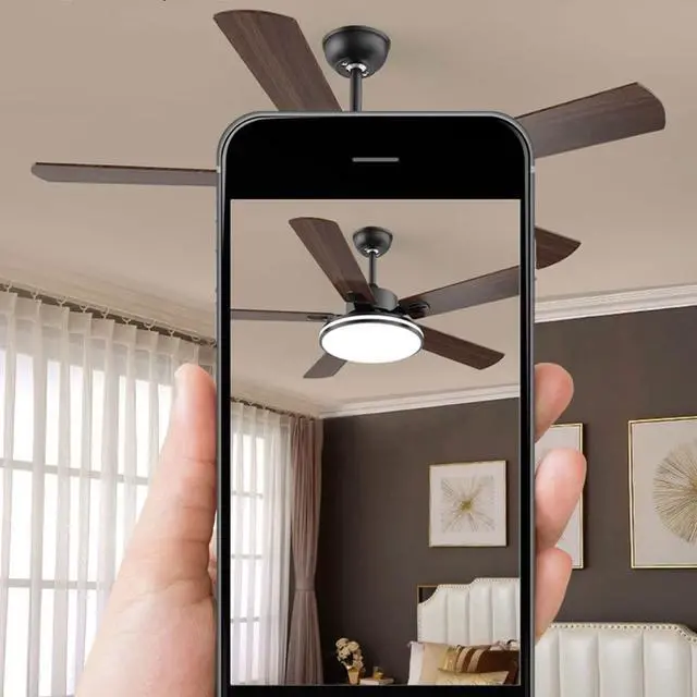 Alt view image 3 of 7 - 45 Inch 3 Color Dimmable Ceiling Fan with Lights Smart Ceiling Fans with Lights and Remote Wood Modern Low Profile Ceiling Fan with Light Mute Ceiling Fan for Bedroom