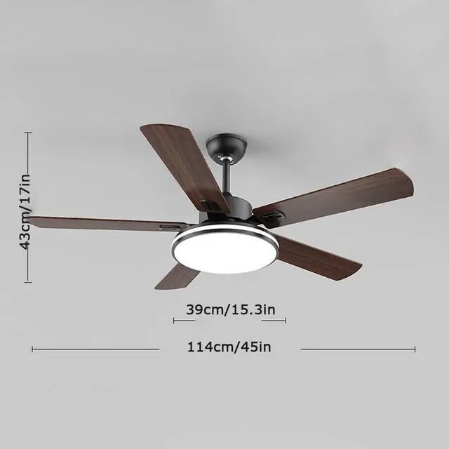 Alt view image 7 of 7 - 45 Inch 3 Color Dimmable Ceiling Fan with Lights Smart Ceiling Fans with Lights and Remote Wood Modern Low Profile Ceiling Fan with Light Mute Ceiling Fan for Bedroom