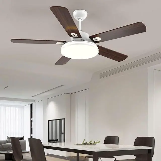 Alt view image 2 of 6 - 45 Inch 3 Color Dimmable Ceiling Fan with Lights Smart Ceiling Fans with Lights and Remote Wood Modern Low Profile Ceiling Fan with Light Mute Ceiling Fan for Bedroom