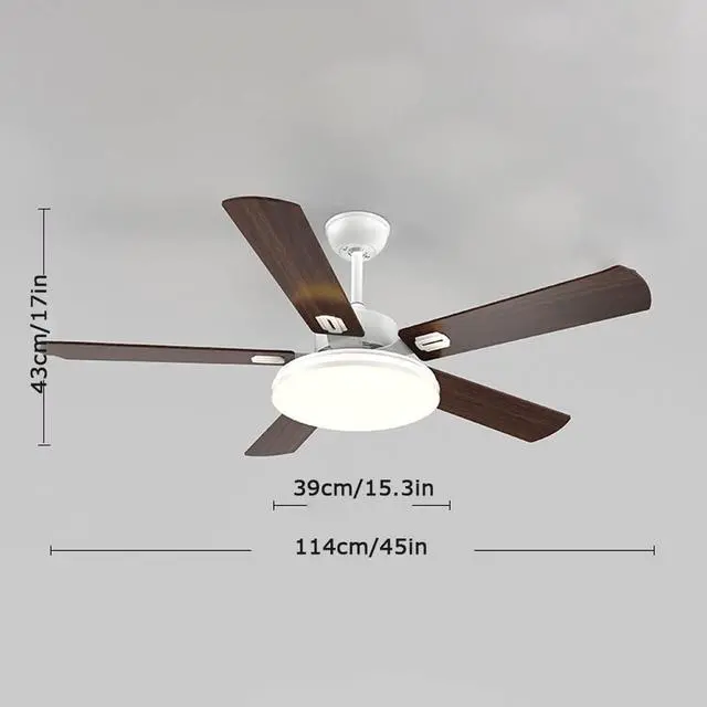 Alt view image 6 of 6 - 45 Inch 3 Color Dimmable Ceiling Fan with Lights Smart Ceiling Fans with Lights and Remote Wood Modern Low Profile Ceiling Fan with Light Mute Ceiling Fan for Bedroom