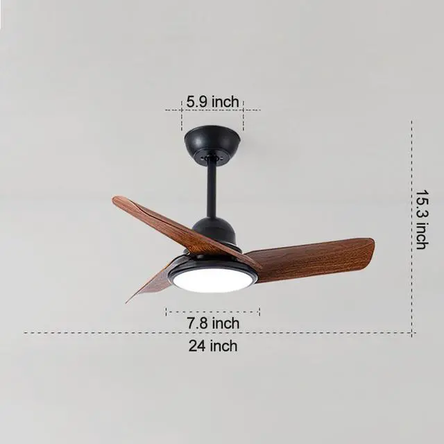 Alt view image 6 of 6 - Small Modern Ceiling Fan with Lights 24 inch Kids Room Ceiling Fan with Lights and Remote Reversible Silent Indoor Ceiling Fans for Bedroom Kitchen Living Room