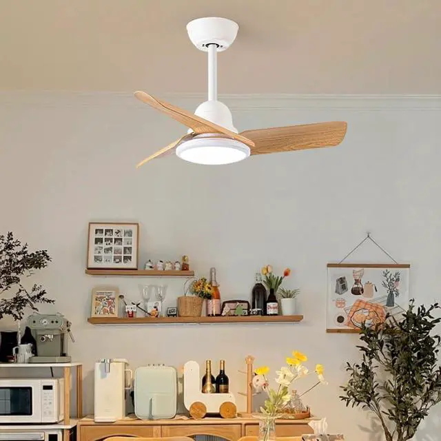 Alt view image 2 of 7 - Small Modern Ceiling Fan with Lights 24 inch Kids Room Ceiling Fan with Lights and Remote Reversible Silent Indoor Ceiling Fans for Bedroom Kitchen Living Room