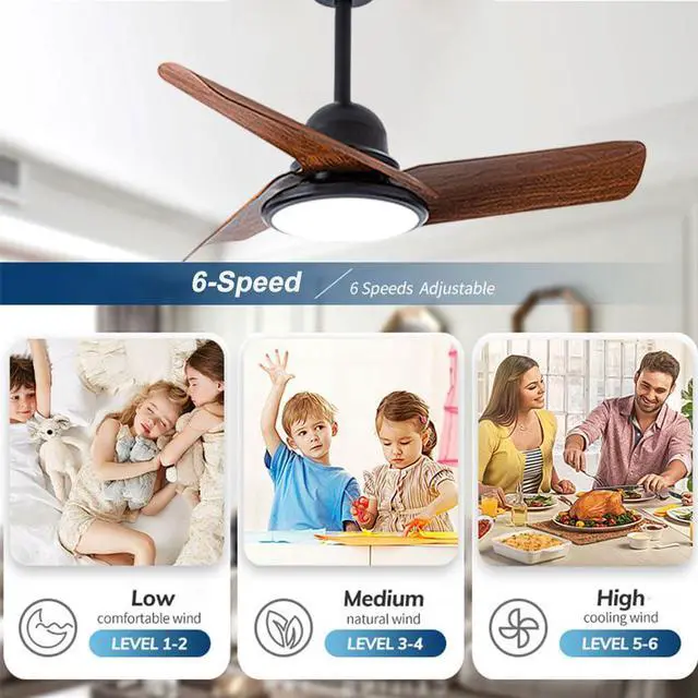 Alt view image 4 of 6 - Small Modern Ceiling Fan with Lights 24 inch Kids Room Ceiling Fan with Lights and Remote Reversible Silent Indoor Ceiling Fans for Bedroom Kitchen Living Room