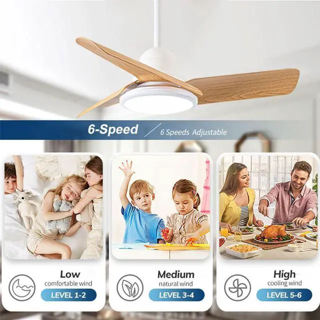 Alt view image 4 of 7 - Small Modern Ceiling Fan with Lights 24 inch Kids Room Ceiling Fan with Lights and Remote Reversible Silent Indoor Ceiling Fans for Bedroom Kitchen Living Room