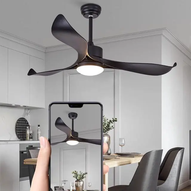 Alt view image 4 of 7 - Black Ceiling Fan with Lights 3 Color Dimmable Ceiling Fan Light 52 Inch with Remote Fan Light Modern LED Indoor Ceiling Fan for Bedroom, Living Room, Kids Room