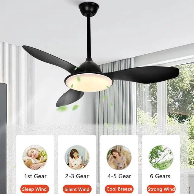Alt view image 5 of 7 - LED Modern Ceiling Fan with Lights 48 Inch Ceiling Fans with Lights and Remote Dimmable Simple Smart Ceiling Fan Iron Art Low Profile Ceiling Fan Light for Bedroom, Living Room