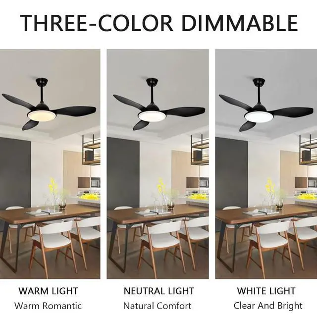Alt view image 6 of 7 - LED Modern Ceiling Fan with Lights 48 Inch Ceiling Fans with Lights and Remote Dimmable Simple Smart Ceiling Fan Iron Art Low Profile Ceiling Fan Light for Bedroom, Living Room