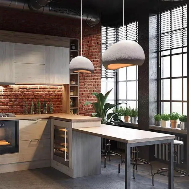 Alt view image 3 of 7 - Modern Bird's Nest Pendant Light Fixture 1 Light Indoor Hanging Light Adjustable Farmhouse Ceiling Hanging Pendant lamp for Kitchen Island Bedroom Dining LightingWhite