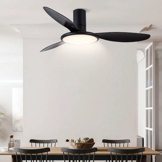 Alt view image 3 of 6 - Simple Low Profile Ceiling Fan Light Frequency Conversion Ceiling Fans with Lights and Remote 42 Inch Modern Fan Light Dimmable Ceiling-Mounted Bedroom Ceiling Fan