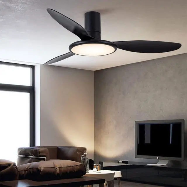 Alt view image 2 of 6 - Simple Low Profile Ceiling Fan Light Frequency Conversion Ceiling Fans with Lights and Remote 42 Inch Modern Fan Light Dimmable Ceiling-Mounted Bedroom Ceiling Fan