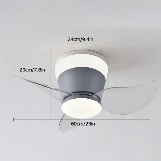 Alt view image 5 of 5 - Modern Flush Mount Ceiling Fan with Lights 23 Inch Ceiling Fans with Lights and Remote LED Mute Low Profile Ceiling Fan with Light Outdoor Ceiling Fans for Patios with Light