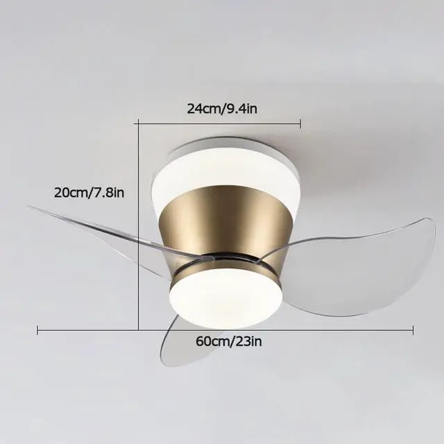 Alt view image 4 of 4 - Modern Flush Mount Ceiling Fan with Lights 23 Inch Ceiling Fans with Lights and Remote LED Mute Low Profile Ceiling Fan with Light Outdoor Ceiling Fans for Patios with Light