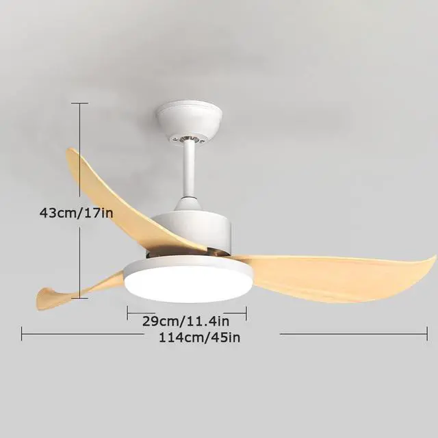 Alt view image 5 of 5 - Imitation Wood Ceiling Fan with Lights Simple Ceiling Fans with Lights and Remote 45 inch LED Smart Ceiling Fan with Light Mute Outdoor Ceiling Fans for patios with Light