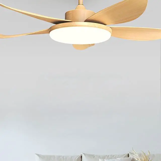 Alt view image 6 of 7 - Imitation Wood Ceiling Fan with Lights Simple Ceiling Fans with Lights and Remote 45 inch LED Smart Ceiling Fan with Light Mute Outdoor Ceiling Fans for patios with Light