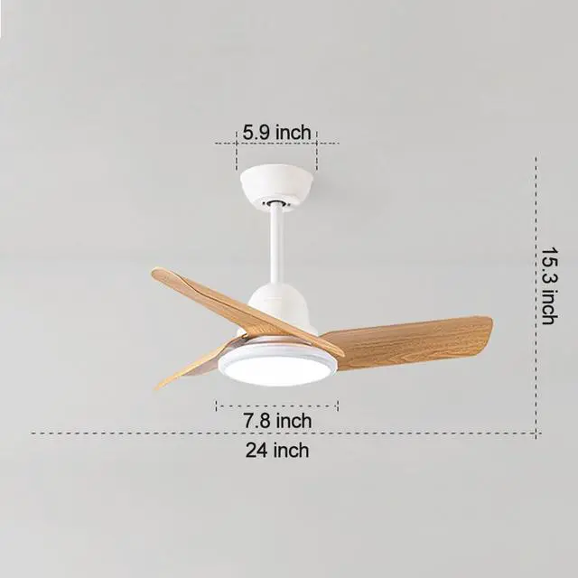 Alt view image 7 of 7 - Small Modern Ceiling Fan with Lights 24 inch Kids Room Ceiling Fan with Lights and Remote Reversible Silent Indoor Ceiling Fans for Bedroom Kitchen Living Room