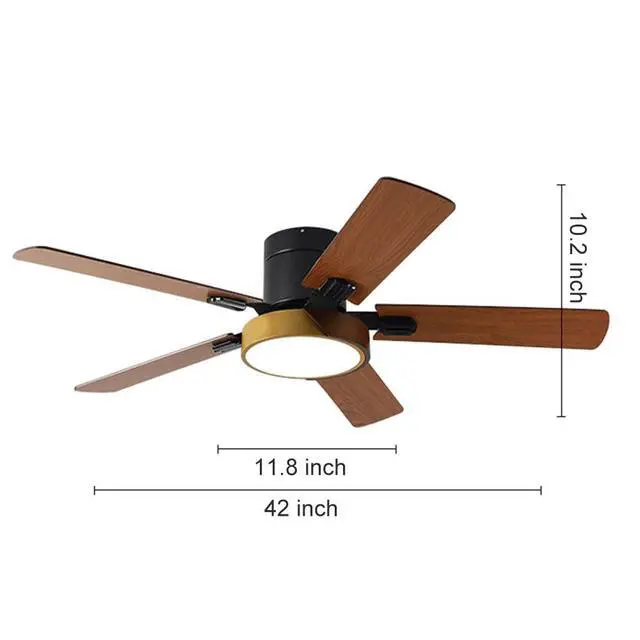 Alt view image 7 of 7 - 42 inch Ceiling Fans with Light and Remote Flush Mount Modern Low Profile Ceiling Fans 6 Speed 3 Color Dimmable Reversible Mute Ceiling Fans for Bedroom Living Room Kids Room